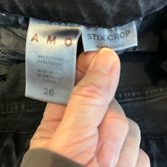 AMO Stix Crop Black Magic Color Jeans Raw Hem Size 26 - Picture 7 of 9